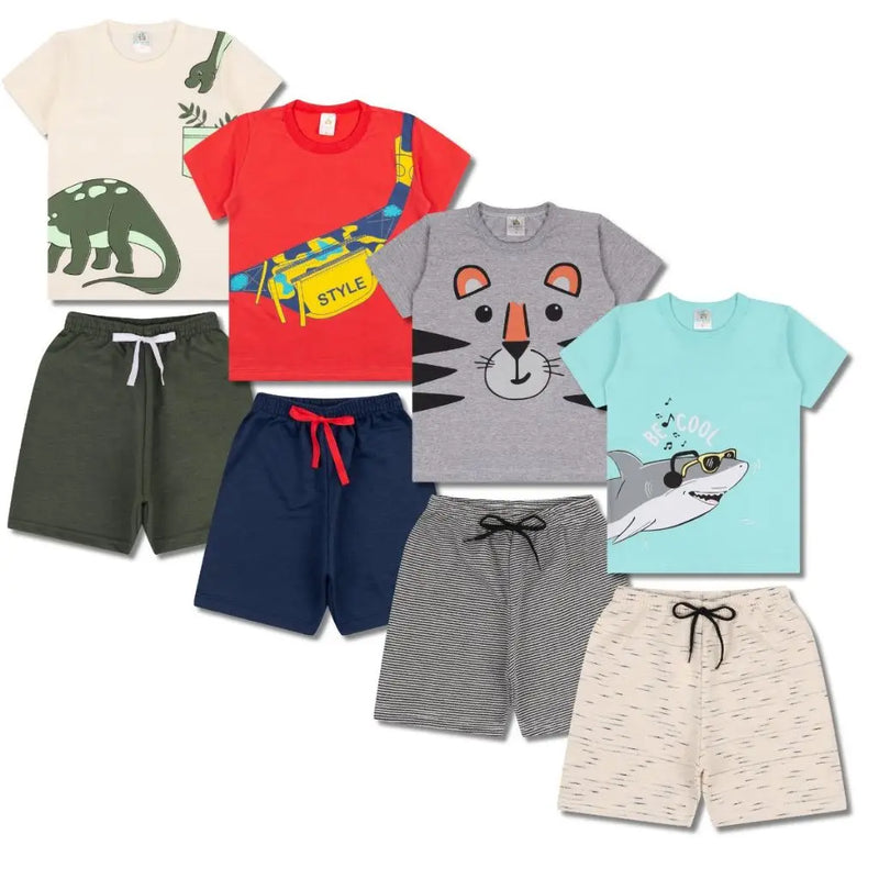 Kit com 4 Conjuntos de Roupa Infantil Menino Verão