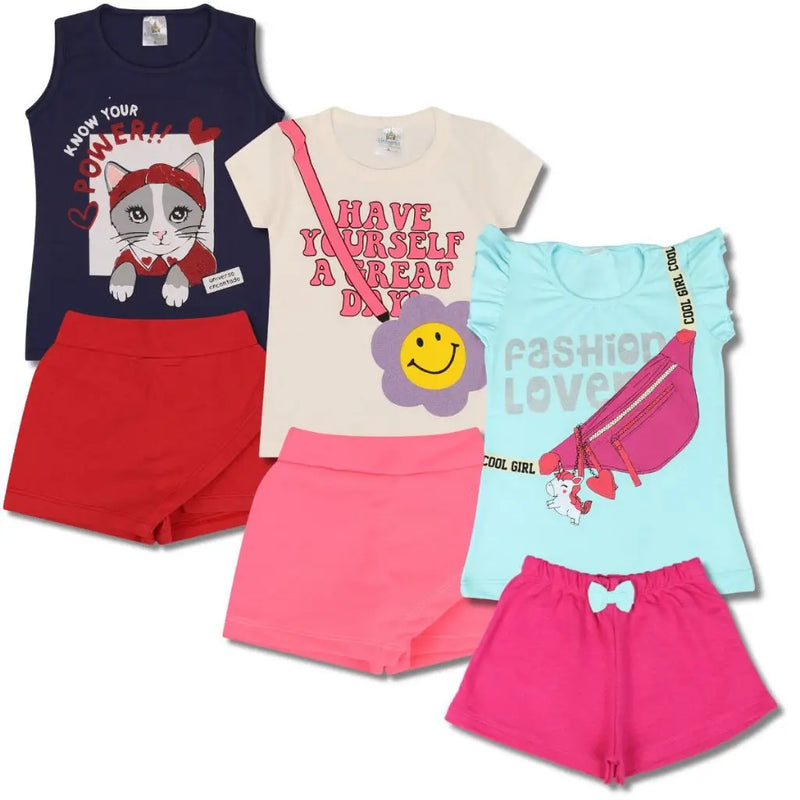 Kit com 4 Conjuntos de Roupa Infantil Menina Verão