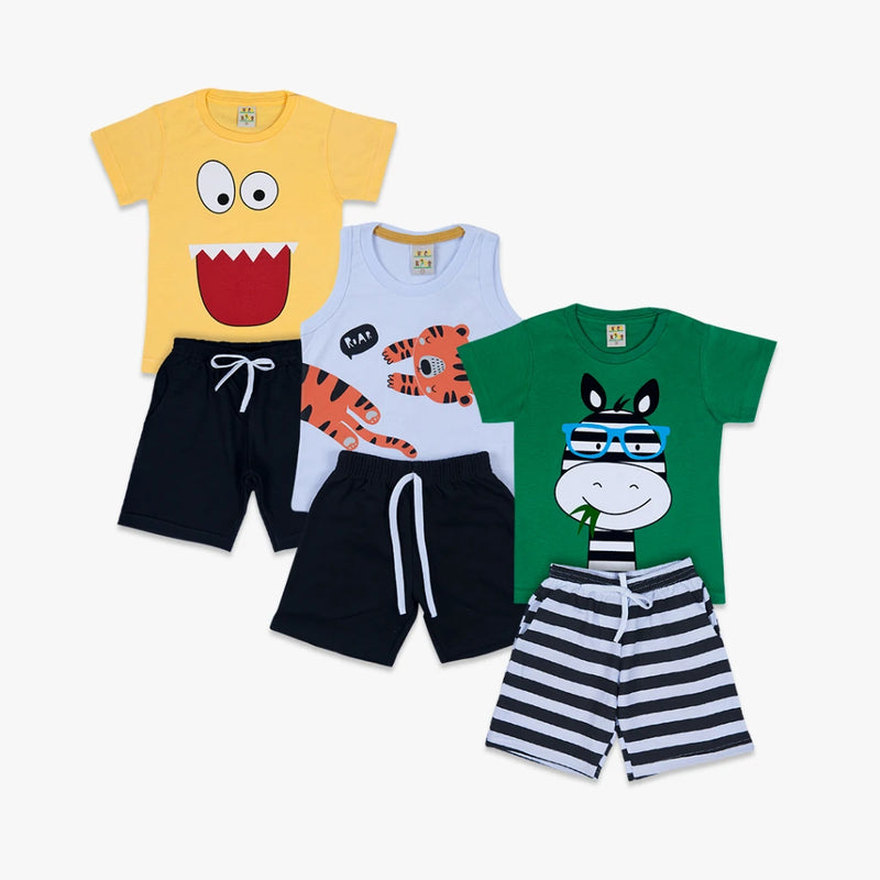 Kit Sortido 20 Peças de Roupas Infantil Menino- 10 Camisetas + 10 Bermudas