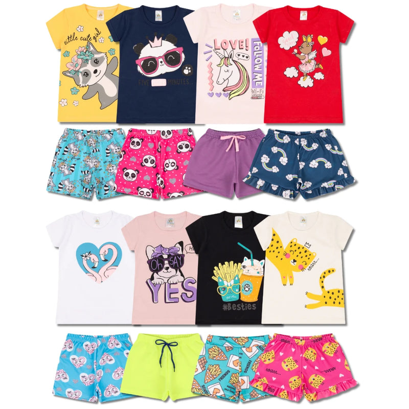 Kit com 4 Conjuntos de Roupa Infantil Menina Verão