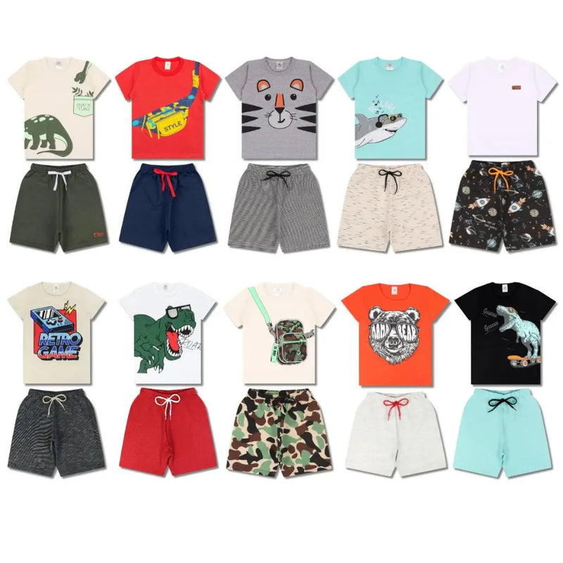 Kit com 4 Conjuntos de Roupa Infantil Menino Verão