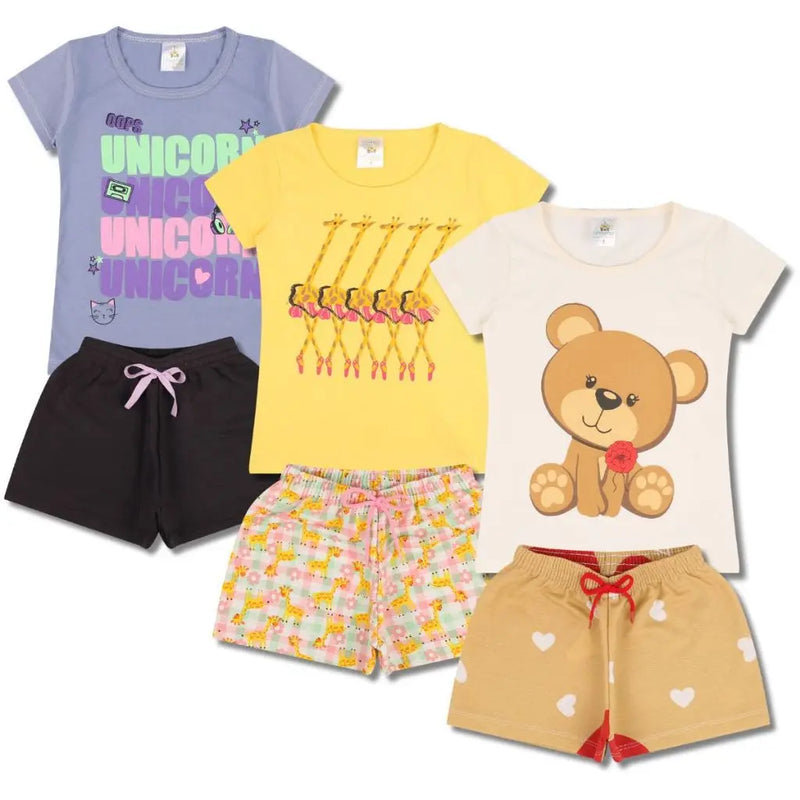 Kit com 4 Conjuntos de Roupa Infantil Menina Verão